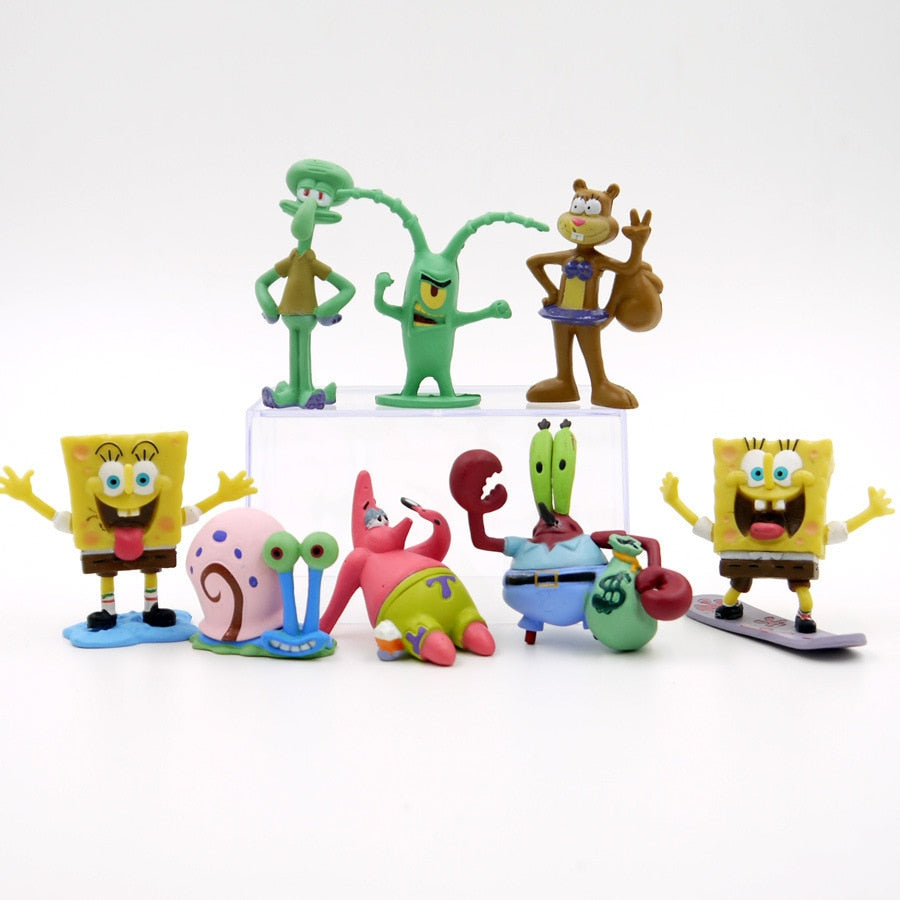 Kit 8 Bonecos Bob Esponja e sua Turma