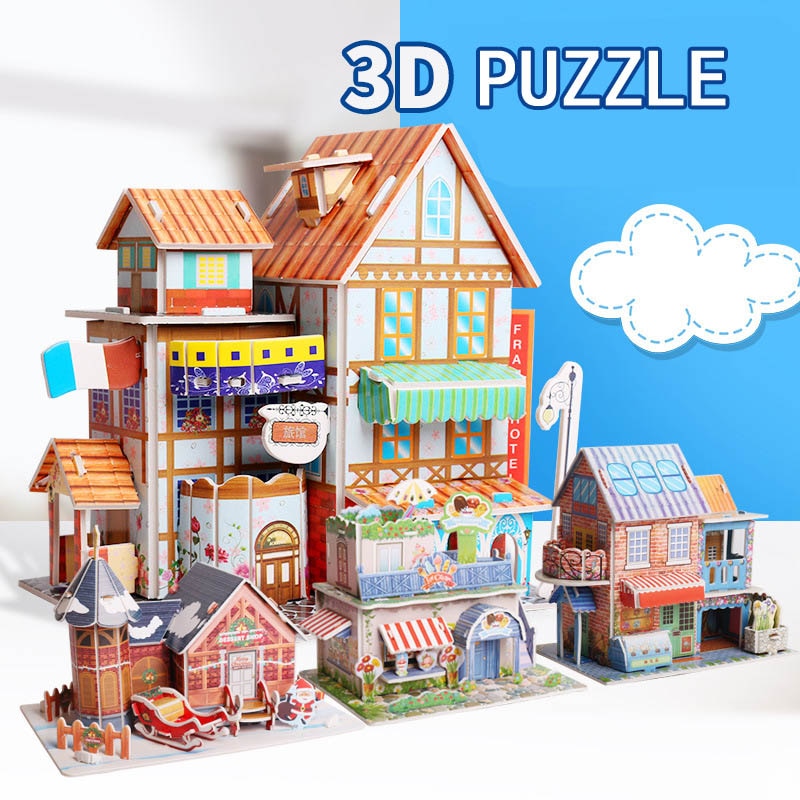 Jigsaw Puzzle Jogo Pequena Fazenda Casa para Adultos Crianças 3d