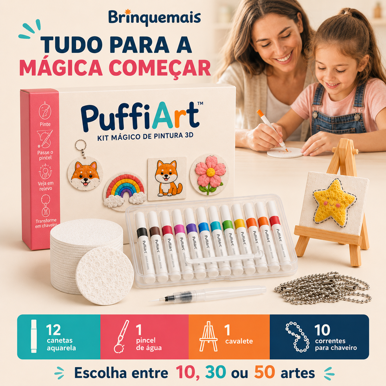 PuffiArt™ - Kit Mágico de Pintura 3D