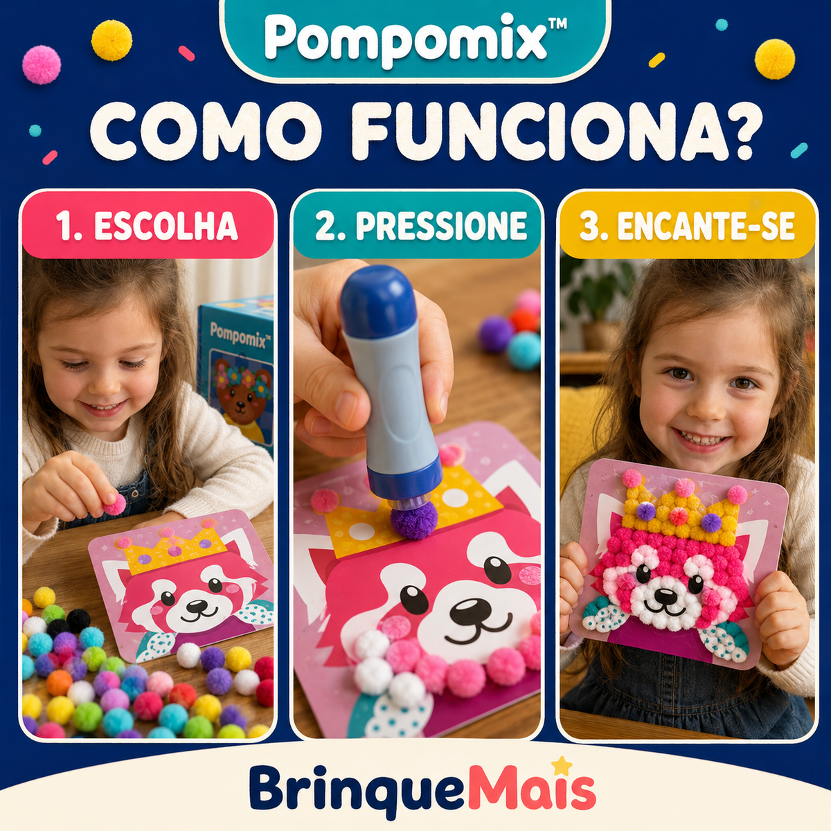 Pompomix™ — Kit Mágico de Animais Fofinhos 3D