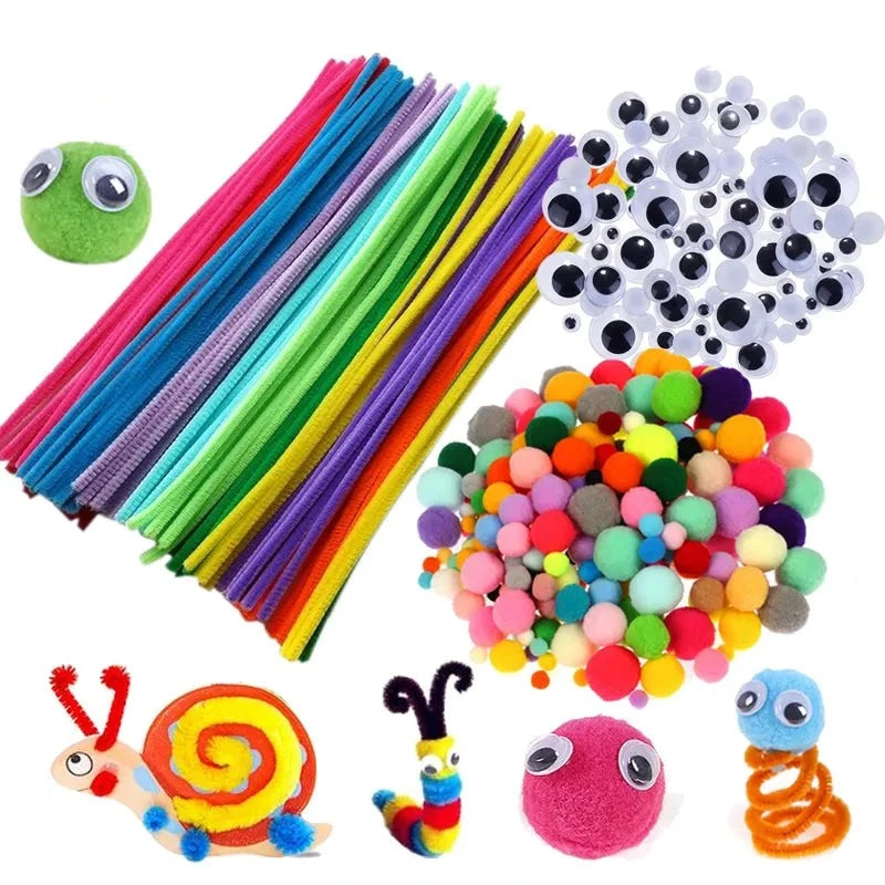 Pompoms Coloridos para montagem de brinquedos DIY - Kit com