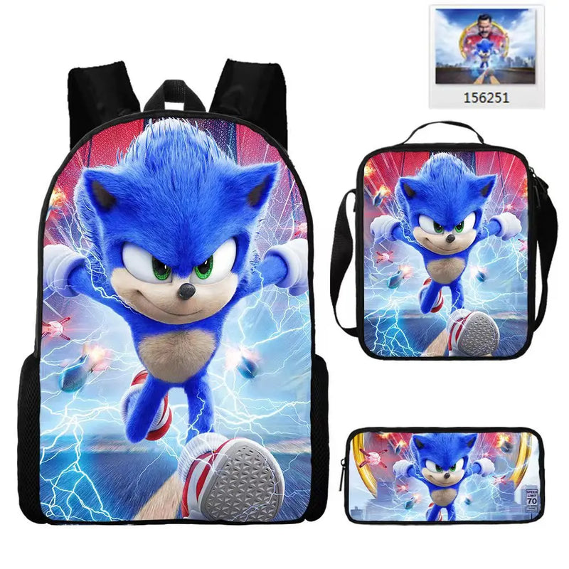 Kit 3 Peças Sonic - Mochila + Bolsa + Estojo