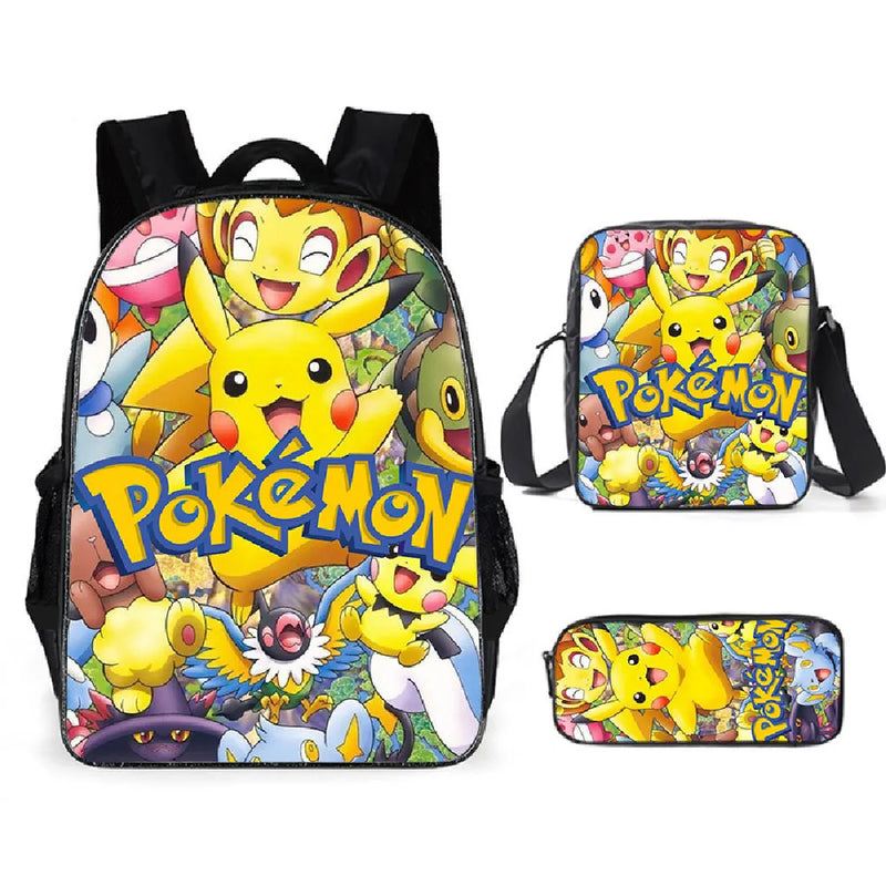 Kit 3 Peças Escolar Pokemon - Mochila + Bolsa + Estojo