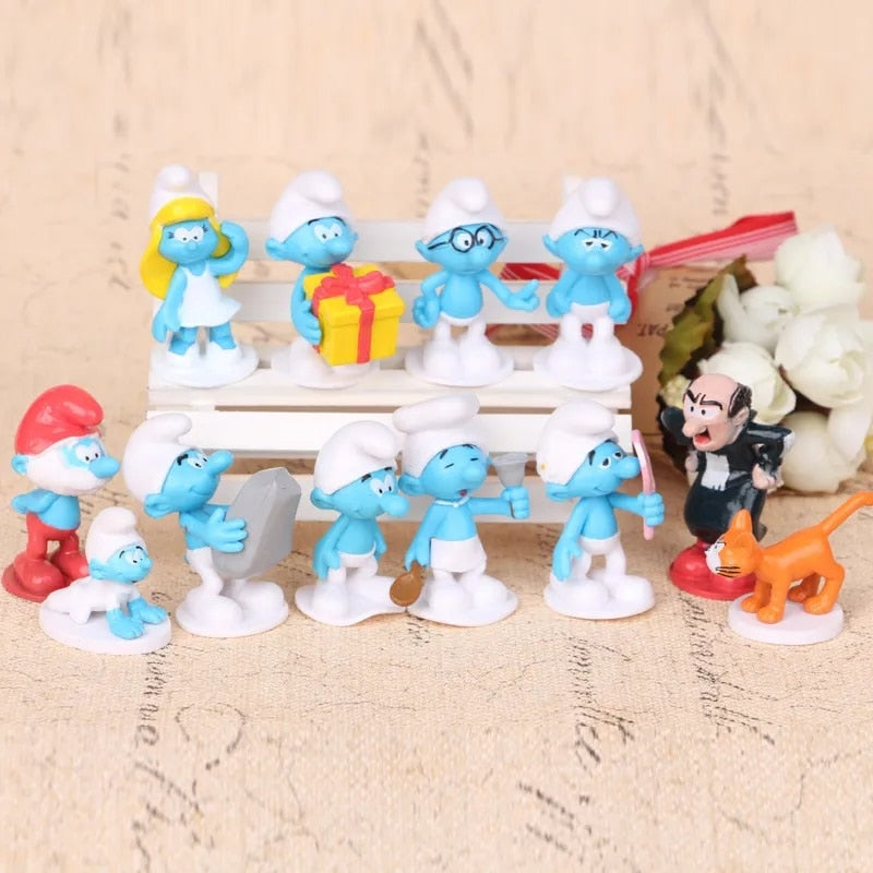 Kit 12 Bonecos Turma dos Smurfs - Edição Limitada