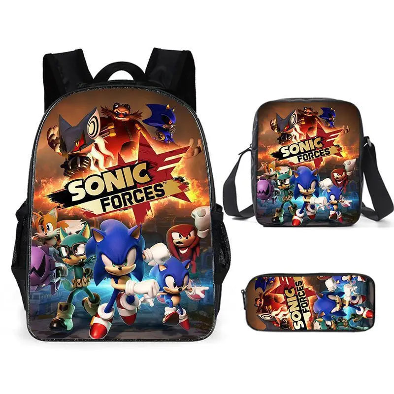 Kit 3 Peças Sonic - Mochila + Bolsa + Estojo