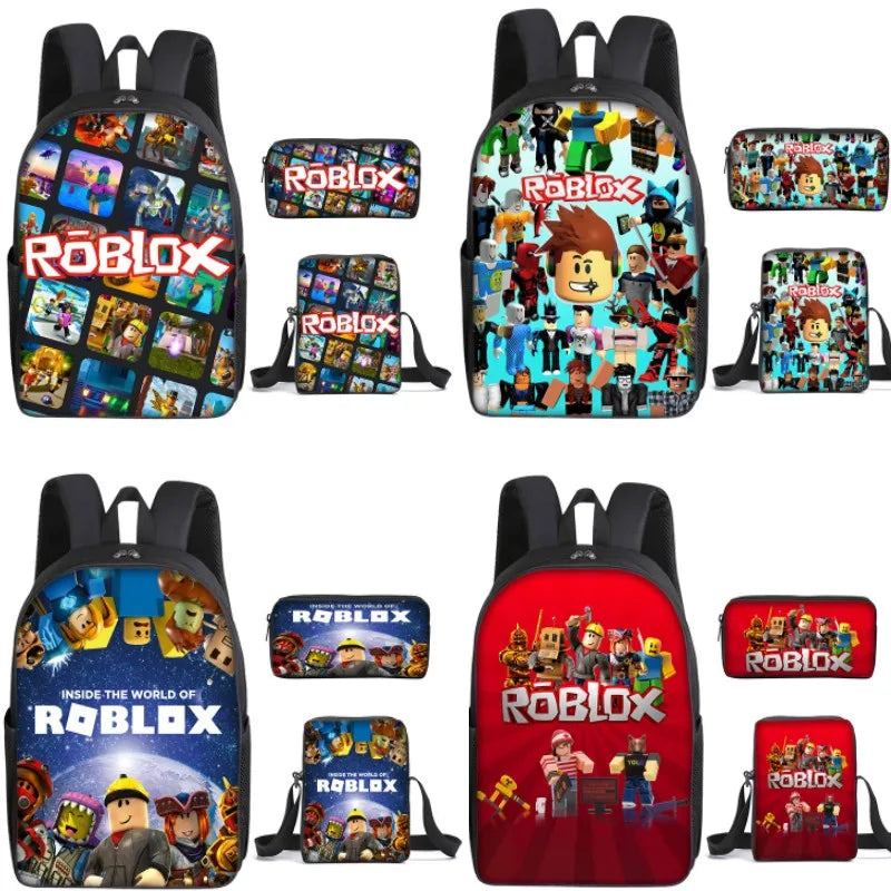 Kit 3 Peças Escolar Roblox - Mochila + Bolsa + Estojo