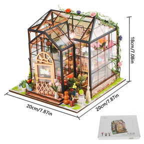 Kit de Casa de Boneca em Miniatura DIY 3D Jardim com Luz LED