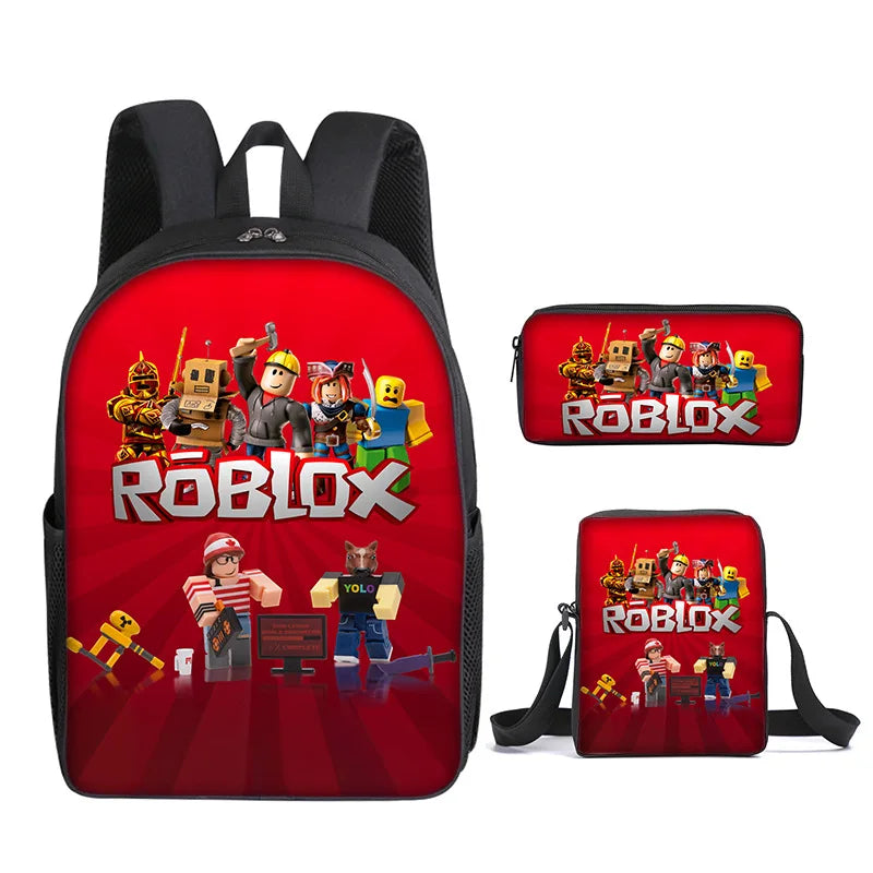 Kit 3 Peças Escolar Roblox - Mochila + Bolsa + Estojo