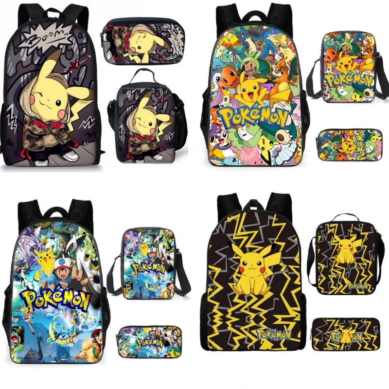 Kit 3 Peças Escolar Pokemon - Mochila + Bolsa + Estojo