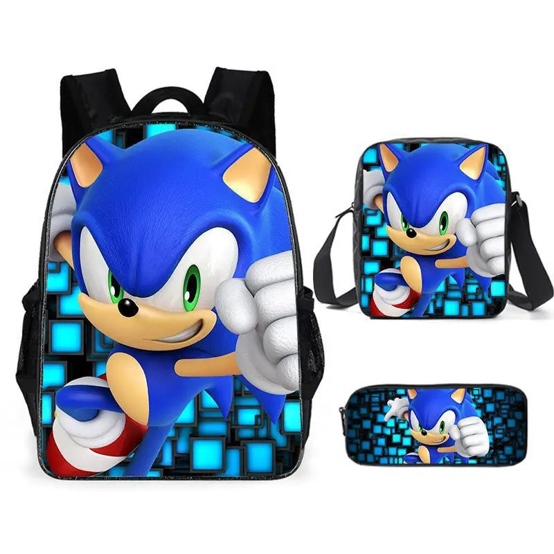 Kit 3 Peças Sonic - Mochila + Bolsa + Estojo