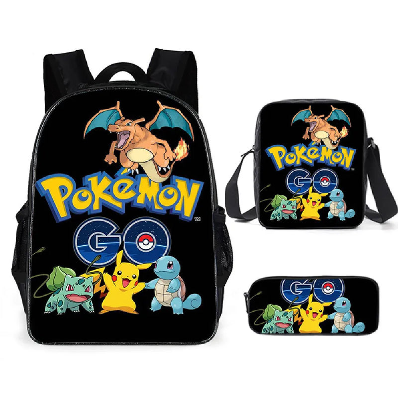 Kit 3 Peças Escolar Pokemon - Mochila + Bolsa + Estojo