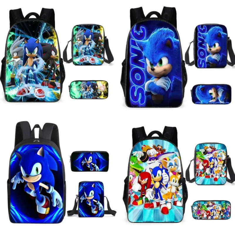 Kit 3 Peças Sonic - Mochila + Bolsa + Estojo