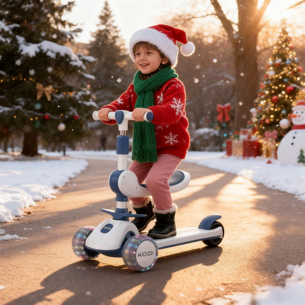 Scooter Infantil Deluxe com Assento & Rodas LED – Suporta até 100 kg