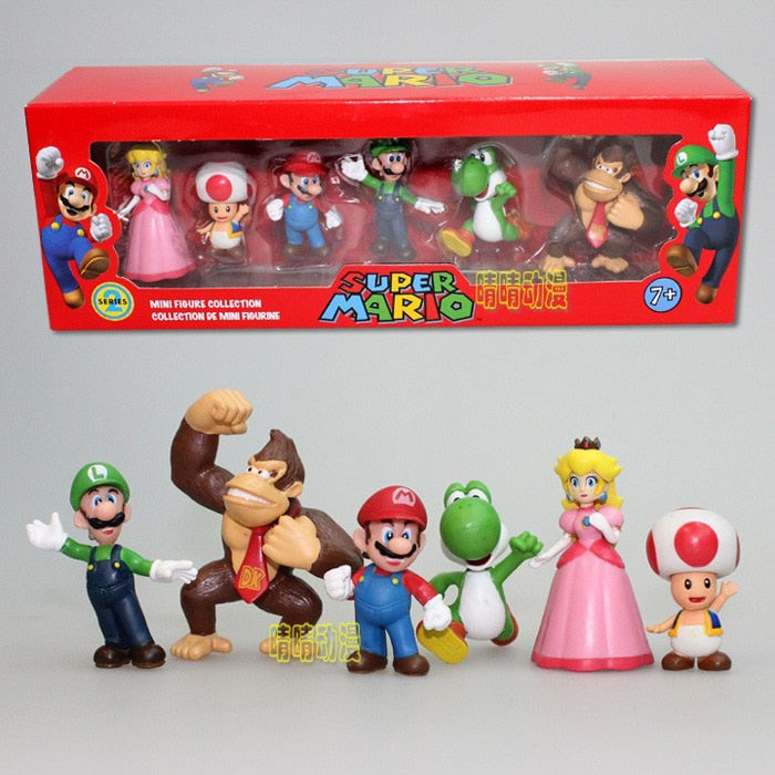 Kit 6 Bonecos Super Mario e sua turma
