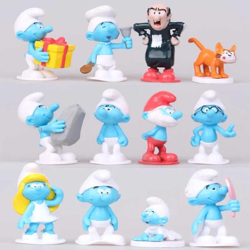 Kit 12 Bonecos Turma dos Smurfs - Edição Limitada