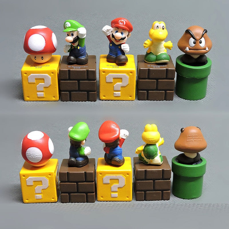 Kit 5 Bonecos Super Mario Bros Blocos