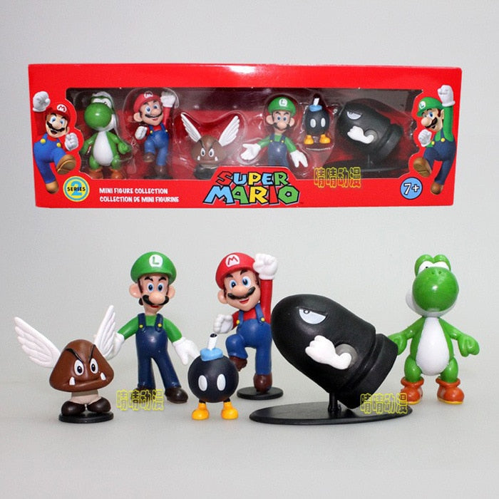 Kit 6 Bonecos Super Mario e sua turma