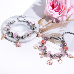 Pulseira Criativa - Kit com Pulseiras + Colares + Berloques, pingentes + Brinde Porta joias em couro